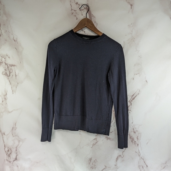 COS Sweater Womens Small Black Crew Neck Lightweight Long Sleeve Wool Blend - Picture 1 of 10